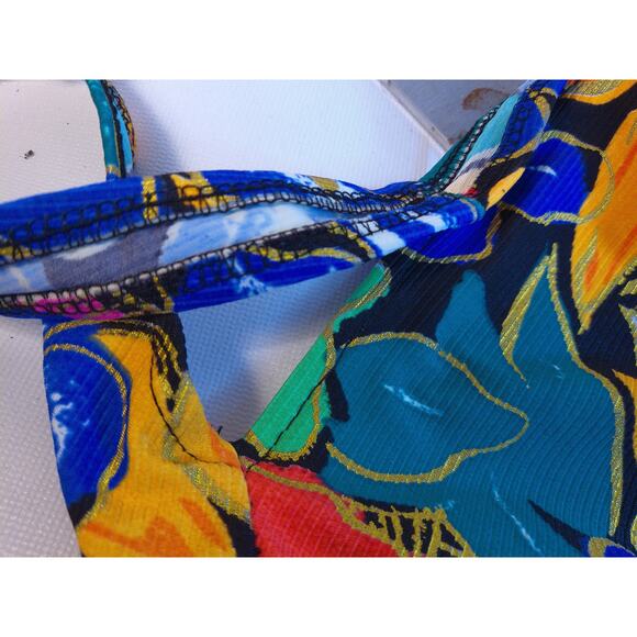 Vintage Brazilian Sunset Neon Floral Bathing Suit READ AS IS - Picture 5 of 8